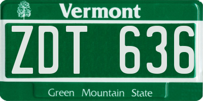 VT license plate ZDT636
