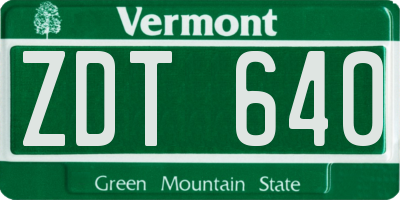 VT license plate ZDT640
