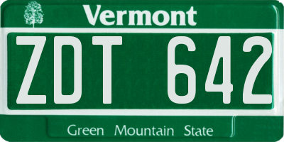 VT license plate ZDT642