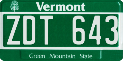 VT license plate ZDT643