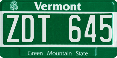 VT license plate ZDT645