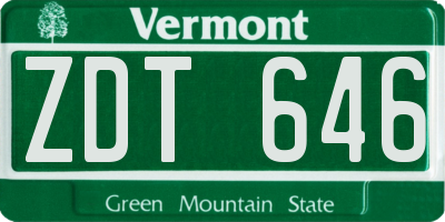 VT license plate ZDT646