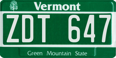VT license plate ZDT647