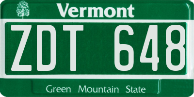 VT license plate ZDT648
