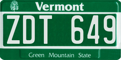 VT license plate ZDT649
