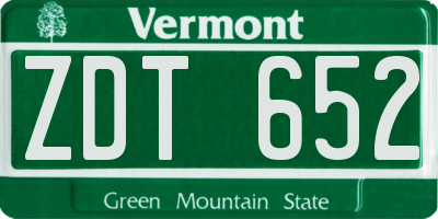 VT license plate ZDT652