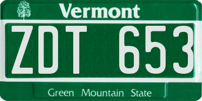 VT license plate ZDT653