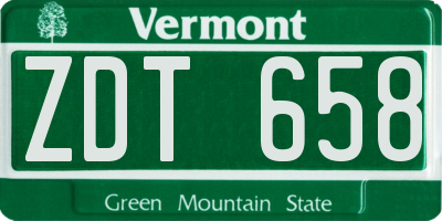 VT license plate ZDT658