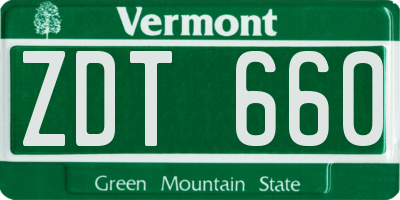 VT license plate ZDT660