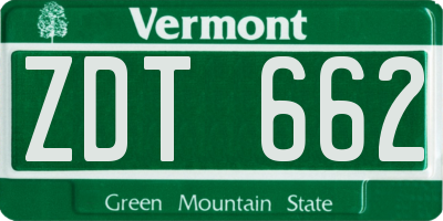 VT license plate ZDT662