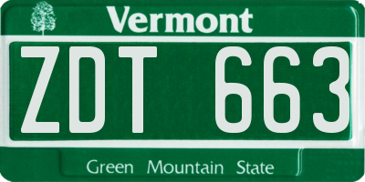 VT license plate ZDT663