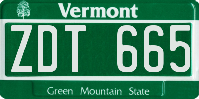 VT license plate ZDT665