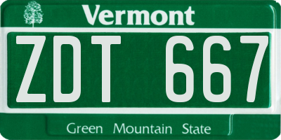 VT license plate ZDT667