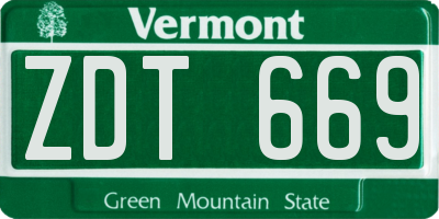 VT license plate ZDT669