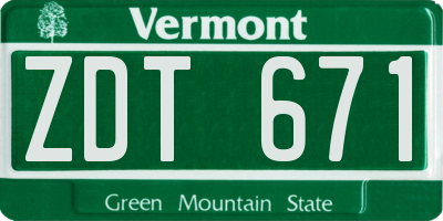 VT license plate ZDT671