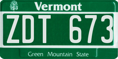 VT license plate ZDT673