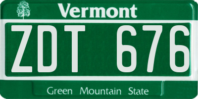 VT license plate ZDT676