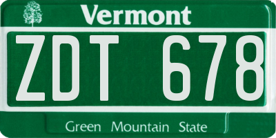 VT license plate ZDT678