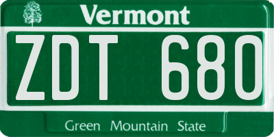 VT license plate ZDT680