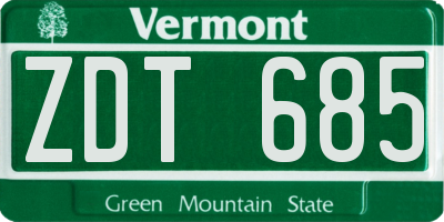 VT license plate ZDT685