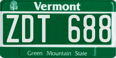 VT license plate ZDT688