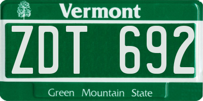 VT license plate ZDT692