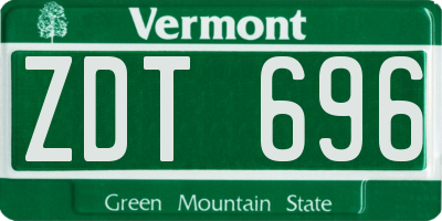 VT license plate ZDT696