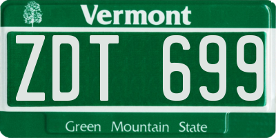 VT license plate ZDT699