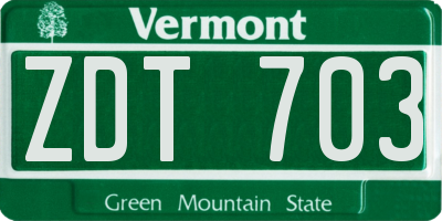VT license plate ZDT703