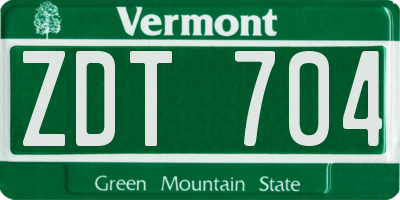 VT license plate ZDT704