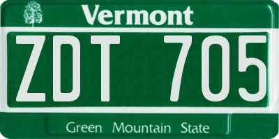 VT license plate ZDT705