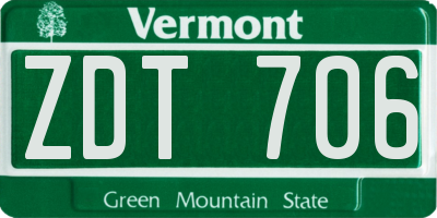 VT license plate ZDT706