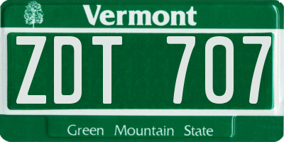 VT license plate ZDT707