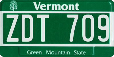 VT license plate ZDT709