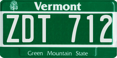 VT license plate ZDT712