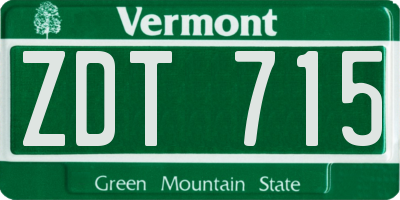 VT license plate ZDT715