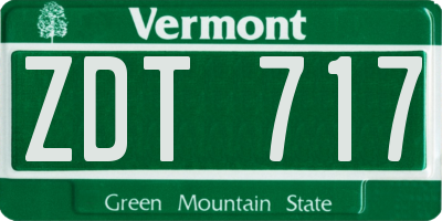 VT license plate ZDT717