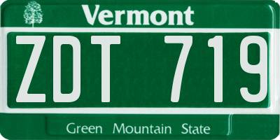 VT license plate ZDT719