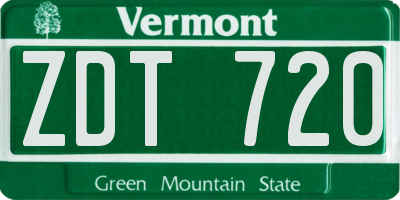 VT license plate ZDT720