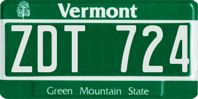 VT license plate ZDT724