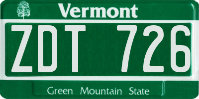 VT license plate ZDT726