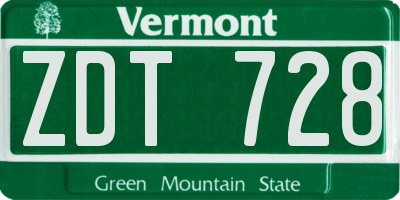 VT license plate ZDT728