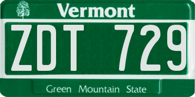 VT license plate ZDT729