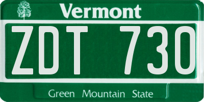 VT license plate ZDT730
