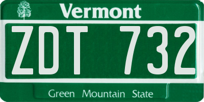VT license plate ZDT732