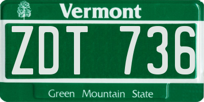 VT license plate ZDT736