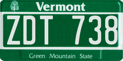 VT license plate ZDT738