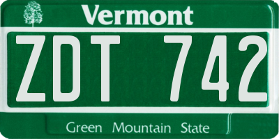 VT license plate ZDT742