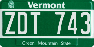 VT license plate ZDT743
