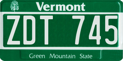 VT license plate ZDT745